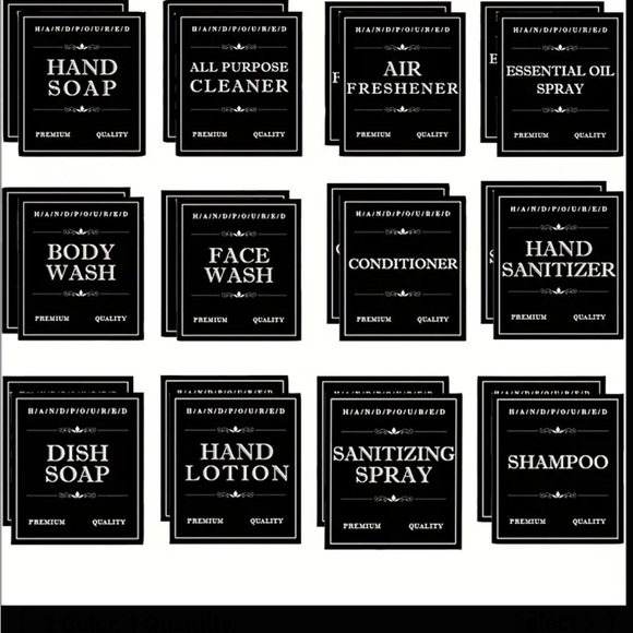 NEW• BLACK MODERN STICKERS FOR HOUSEHOLD LABELING- 12 PACK - Picture 2 of 11